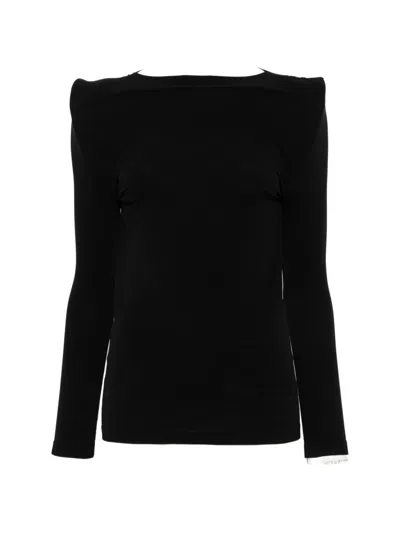 Junya Watanabe Sculptural-shoulder Long-sleeve T-shirt In Black