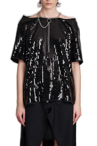 Junya Watanabe Sequin Embellished Chain Detailed Top In Black