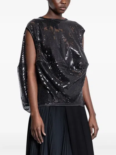 Junya Watanabe Sequinned Draped Top In Black