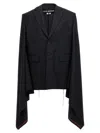 Junya Watanabe Wool Cape With Tailored Fit And Mid-length In Black