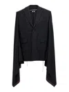 Junya Watanabe Wool Cape With Tailored Fit And Mid-length In Black