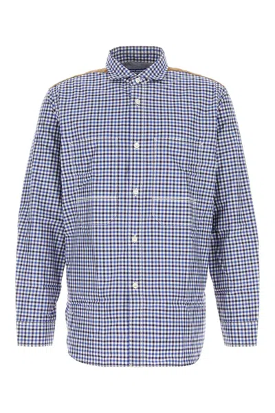 Junya Watanabe Embroidered Cotton Shirt In Blue