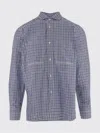 Junya Watanabe Cotton Shirt With Dual Pattern And Elbow Patches In Blue