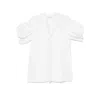 Junya Watanabe White Cotton Top With Pleated Balloon Sleeves In Multicolor
