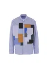 Junya Watanabe Mens Patchwork Check-print Cotton-poplin Shirt Sax/wht X Mix In Sax+white