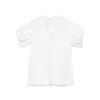 Junya Watanabe White Cotton Top With Pleated Balloon Sleeves In White