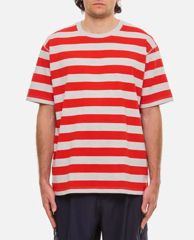 Junya Watanabe Short Sleeves Stripes T-shirt In Red