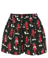 Junya Watanabe Man Graphic-printed Elasticated Waistband Shorts In Black