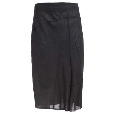 Pre-owned Junya Watanabe Silk Midi Skirt In Black