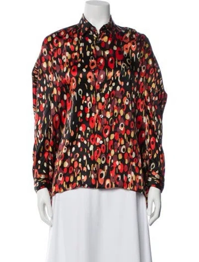 Pre-owned Junya Watanabe Silk Printed Top In Black