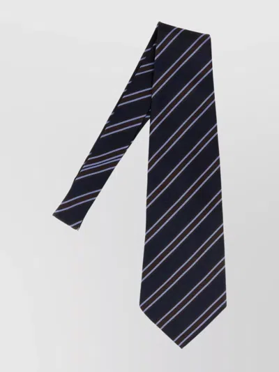 JUNYA WATANABE SILK TIE WITH POINTED TIP AND STRIPES