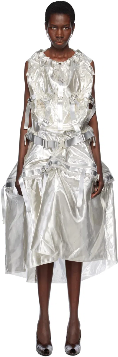 Junya Watanabe Silver Polyester Glitter Organdy Midi Dress