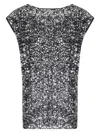 Junya Watanabe Silver Sequined Oversized Top With Round Neckline In Black