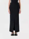 Junya Watanabe Long Skirt With Back Slit And Pleated Detail In Black