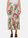 Junya Watanabe Flower Pattern Printed Pleated Midi Skirt In Weiss