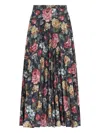 Junya Watanabe Flower Pattern Printed Pleated Midi Skirt In Blue