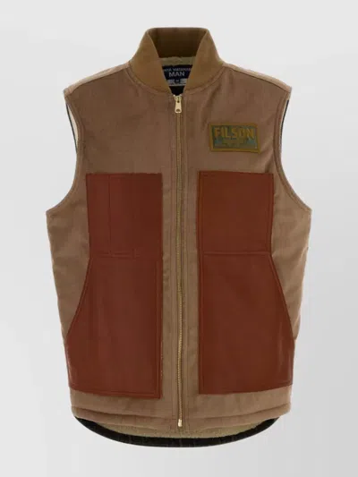 JUNYA WATANABE SLEEVELESS JACKET WITH PATCH POCKETS AND CONTRAST PANELS