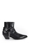 Junya Watanabe Python-effect Leather Western Ankle Boots With Chain In Black