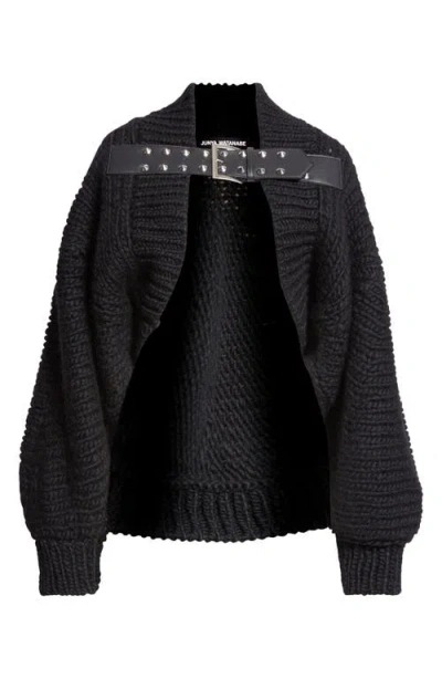 Junya Watanabe Spike Belt Wool Cardigan In 1 Black