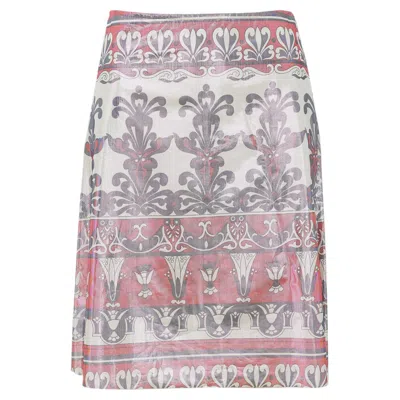 Pre-owned Junya Watanabe Ss 2000 Comme Des Garcons Red & White Shiny Printed Skirt