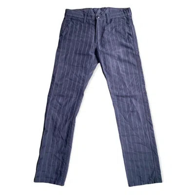 Pre-owned Junya Watanabe Ss10 Navy Stripes Pants With Back Belt In Blue