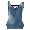 Junya Watanabe Ss19 Off Shoulder Blouse In Blue Denim In Blue