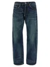 Junya Watanabe Stonewashed Denim Jeans With Textured Finish In Blue
