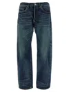 Junya Watanabe Stonewashed Denim Jeans With Textured Finish In Blue