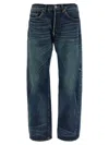 Junya Watanabe Stonewashed Denim Jeans With Textured Finish In Blue