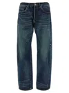 Junya Watanabe Stonewashed Denim Jeans With Textured Finish In Blue