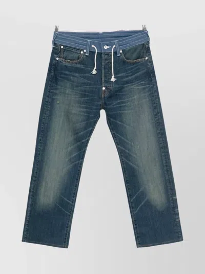 Junya Watanabe Straight Leg Trousers With Drawstring And Five Pockets In Blue