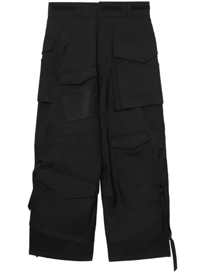 Junya Watanabe Strap-detail Asymmetric Cargo Trousers In Black
