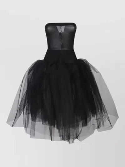 Junya Watanabe Tulle Skirt Strapless Bodice Sheer Layered In Black