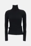 Junya Watanabe Stretch Wool Turtleneck Sweater In Black