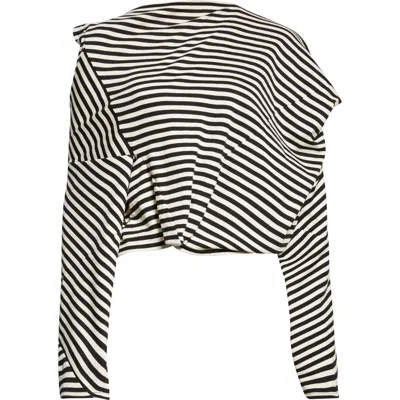 Junya Watanabe Stripe Cotton & Wool Jersey Crop Top In Multi