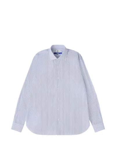 Junya Watanabe Stripe Dlong-sleeved Shirt In Blue