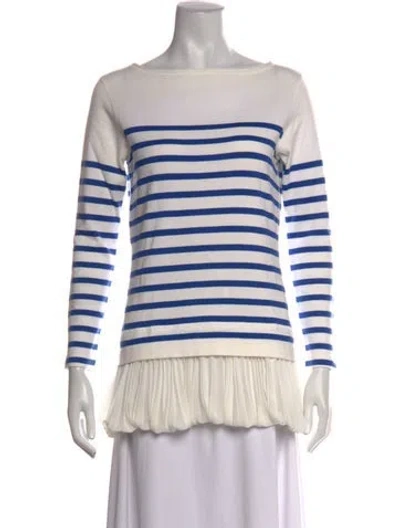 Pre-owned Junya Watanabe Striped Bateau Neckline Top In White