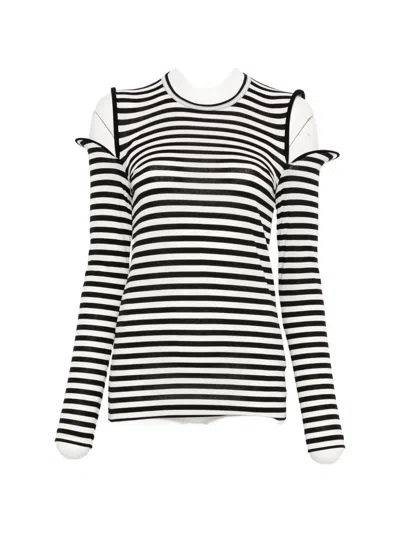 Junya Watanabe Striped Cold-shoulder Top In Multi