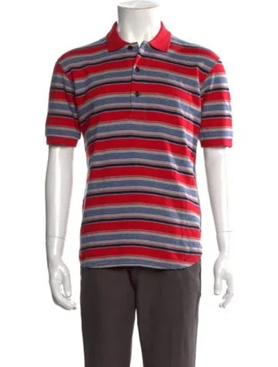 Pre-owned Junya Watanabe Striped Collar Polo Shirt In Red