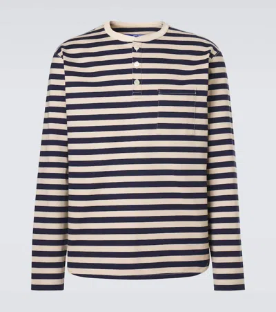 Junya Watanabe Striped Cotton Jersey T-shirt In Blue
