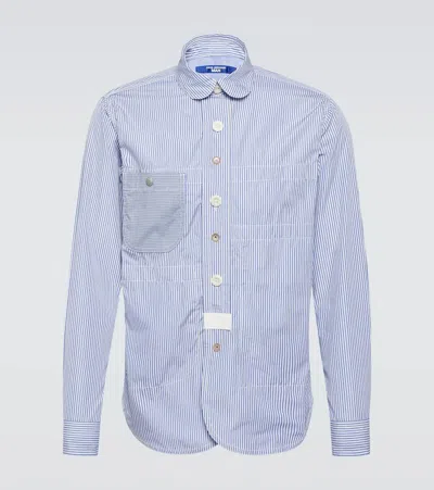 Junya Watanabe Striped Cotton Oxford Shirt In White