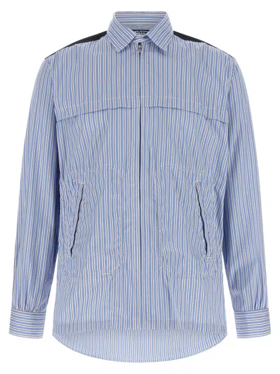 Junya Watanabe Striped Cotton Poplin Shirt In Blue