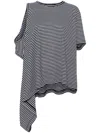 Junya Watanabe Women's Horizontal Stripe Pattern Asymmetric T-shirt In Black