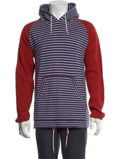 Pre-owned Junya Watanabe Striped Crew Neck Hoodie In Blue/red