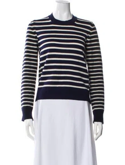 Pre-owned Junya Watanabe Striped Crew Neck Sweater In Blue