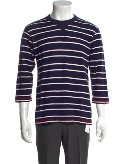 Pre-owned Junya Watanabe Striped Crew Neck Sweatshirt In Blue