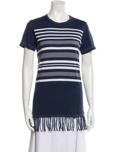 Pre-owned Junya Watanabe Striped Crew Neck T-shirt In Blue