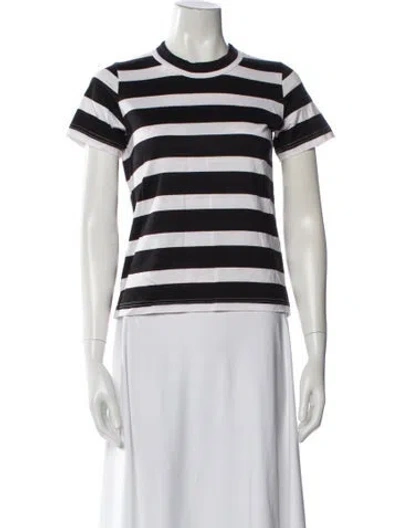 Pre-owned Junya Watanabe Striped Crew Neck T-shirt In White