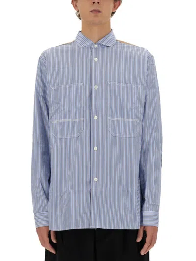 JUNYA WATANABE STRIPED FRONT AND PLAID BACK COTTON SHIRT
