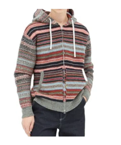 Junya Watanabe Striped Hooded Cardigan In Grey